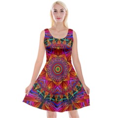 Kaleidoscope Pattern Ornament Reversible Velvet Sleeveless Dress