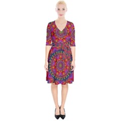 Kaleidoscope Pattern Ornament Wrap Up Cocktail Dress