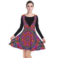 Kaleidoscope Pattern Ornament Plunge Pinafore Dress