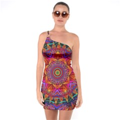 Kaleidoscope Pattern Ornament One Soulder Bodycon Dress