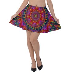 Kaleidoscope Pattern Ornament Velvet Skater Skirt