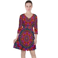 Kaleidoscope Pattern Ornament Ruffle Dress