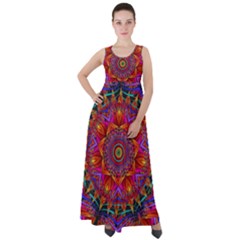 Kaleidoscope Pattern Ornament Empire Waist Velour Maxi Dress