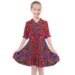 Kaleidoscope Pattern Ornament Kids  All Frills Chiffon Dress