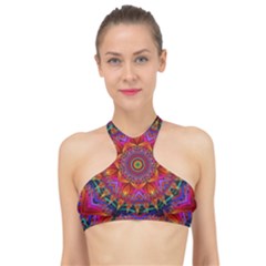 Kaleidoscope Pattern Ornament High Neck Bikini Top