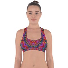 Kaleidoscope Pattern Ornament Cross Back Hipster Bikini Top  by Simbadda