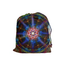 Mandala Pattern Kaleidoscope Drawstring Pouch (large) by Simbadda