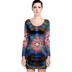 Mandala Pattern Kaleidoscope Long Sleeve Bodycon Dress