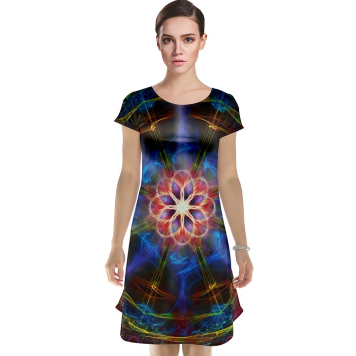 Mandala Pattern Kaleidoscope Cap Sleeve Nightdress