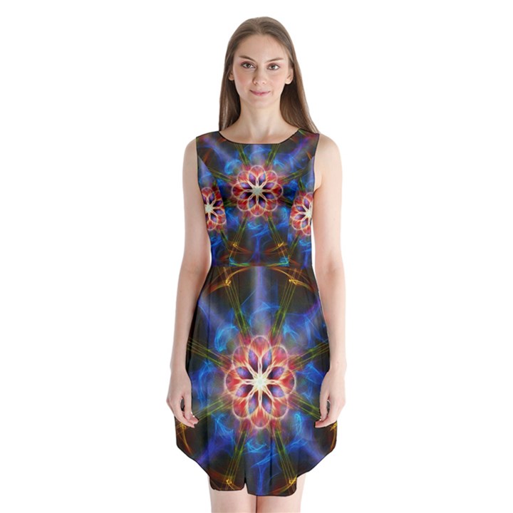 Mandala Pattern Kaleidoscope Sleeveless Chiffon Dress  