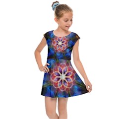 Mandala Pattern Kaleidoscope Kids  Cap Sleeve Dress by Simbadda