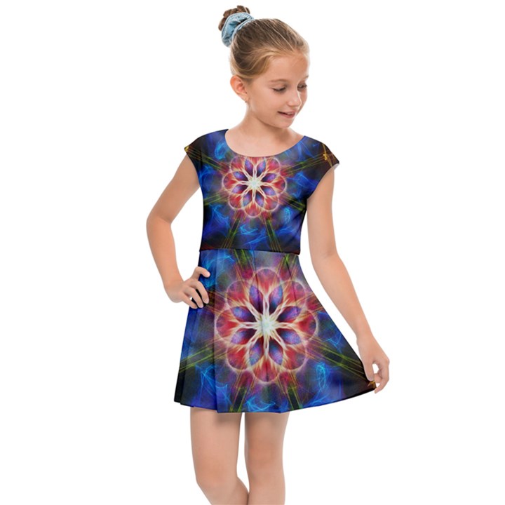 Mandala Pattern Kaleidoscope Kids  Cap Sleeve Dress