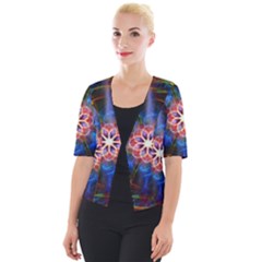 Mandala Pattern Kaleidoscope Cropped Button Cardigan by Simbadda