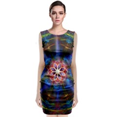 Mandala Pattern Kaleidoscope Sleeveless Velvet Midi Dress