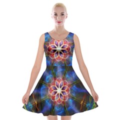 Mandala Pattern Kaleidoscope Velvet Skater Dress