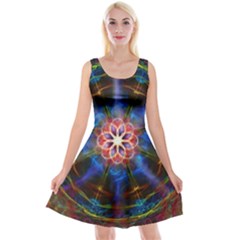 Mandala Pattern Kaleidoscope Reversible Velvet Sleeveless Dress