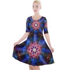 Mandala Pattern Kaleidoscope Quarter Sleeve A-line Dress