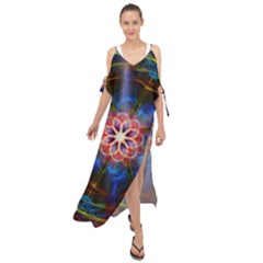 Mandala Pattern Kaleidoscope Maxi Chiffon Cover Up Dress