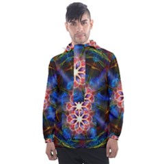 Mandala Pattern Kaleidoscope Men s Front Pocket Pullover Windbreaker