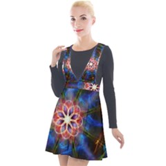 Mandala Pattern Kaleidoscope Plunge Pinafore Velour Dress