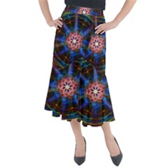 Mandala Pattern Kaleidoscope Midi Mermaid Skirt