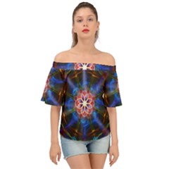 Mandala Pattern Kaleidoscope Off Shoulder Short Sleeve Top