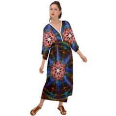 Mandala Pattern Kaleidoscope Grecian Style  Maxi Dress