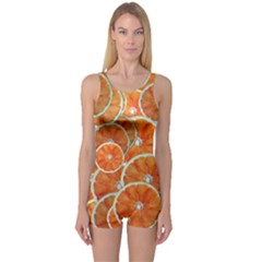 Oranges Background Texture Pattern One Piece Boyleg Swimsuit by Simbadda