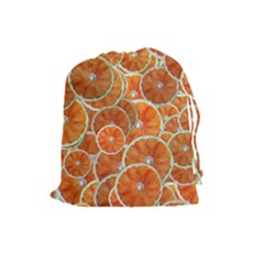 Oranges Background Texture Pattern Drawstring Pouch (large) by Simbadda