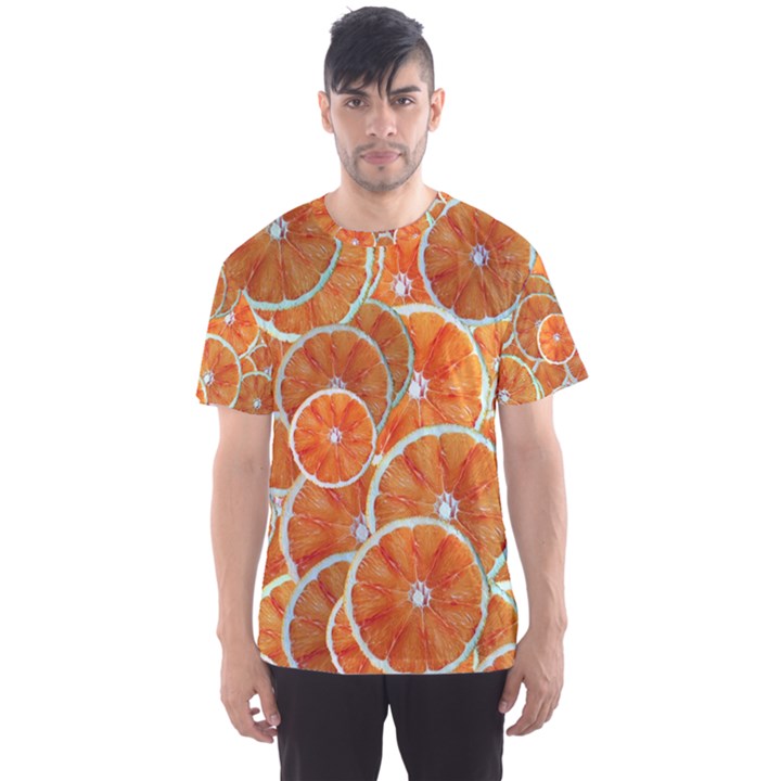 Oranges Background Texture Pattern Men s Sports Mesh Tee