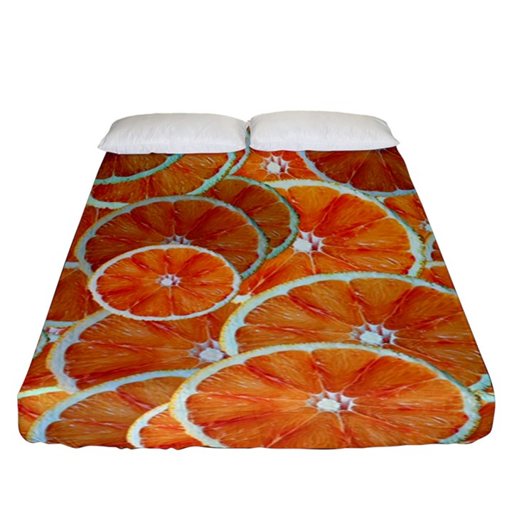 Oranges Background Texture Pattern Fitted Sheet (King Size)