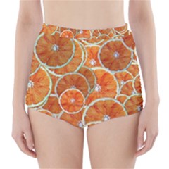 Oranges Background Texture Pattern High-waisted Bikini Bottoms by Simbadda