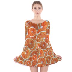 Oranges Background Texture Pattern Long Sleeve Velvet Skater Dress