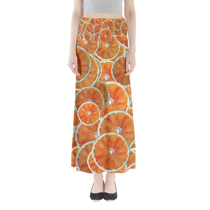 Oranges Background Texture Pattern Full Length Maxi Skirt