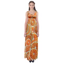 Oranges Background Texture Pattern Empire Waist Maxi Dress by Simbadda