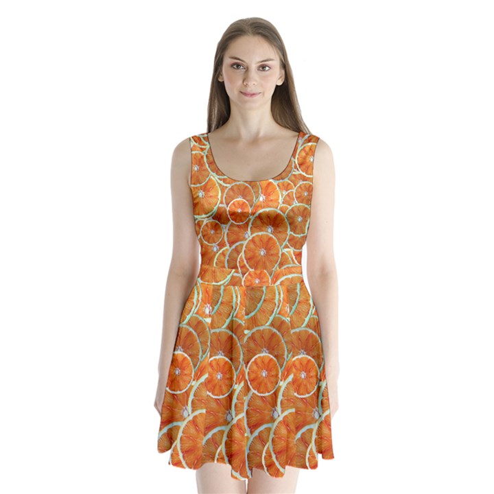 Oranges Background Texture Pattern Split Back Mini Dress 