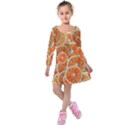 Oranges Background Texture Pattern Kids  Long Sleeve Velvet Dress View1