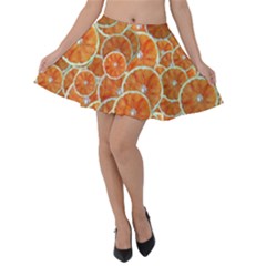 Oranges Background Texture Pattern Velvet Skater Skirt