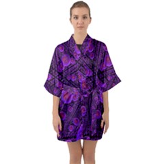 Spheres Combs Structure Regulation Half Sleeve Satin Kimono 