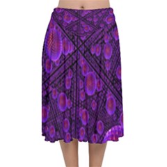 Spheres Combs Structure Regulation Velvet Flared Midi Skirt