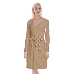 Paper Texture Background Long Sleeve Velvet Front Wrap Dress