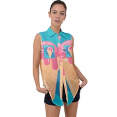 Vector Ice Sleeveless Chiffon Button Shirt