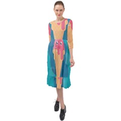 Vector Ice Ruffle End Midi Chiffon Dress