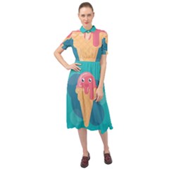 Vector Ice Keyhole Neckline Chiffon Dress