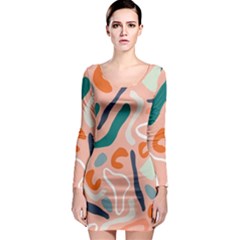 Organic Forms And Lines Seamless Pattern Long Sleeve Bodycon Dress by Vaneshart