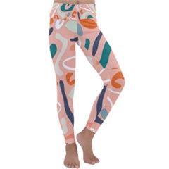 Organic Forms And Lines Seamless Pattern Kids  Lightweight Velour Classic Yoga Leggings by Vaneshart