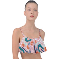 Organic Forms And Lines Seamless Pattern Frill Bikini Top