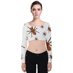 Insect Spider Wildlife Velvet Long Sleeve Crop Top