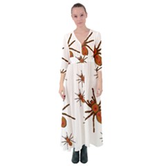 Insect Spider Wildlife Button Up Maxi Dress