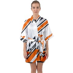 Abstract Art Pattern Half Sleeve Satin Kimono  by Vaneshart